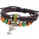 Unisex  Leather Pendant Bracelet Surfer Tribal Cuff Handmade Bangle Wristban