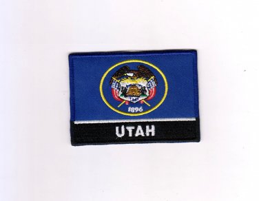 Utah USA State MultiColor Flag Logo Embroidered Iron On Backing Heat Seal Patch