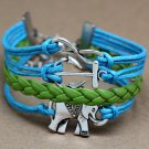Infinity Elephant Charm Leather Bracelet Jewelry Women Fashion Cord Chain Pendant Wristband Cuff