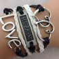 Infinity Heart Best Friend Charm Leather Bracelet Women Fashion Cord Chain Pendant Wristband Cuff