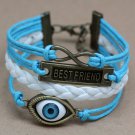 Infinity Lucky Eye Charm Leather Bracelet Women Fashion Cord Chain Pendant Wristband Cuff