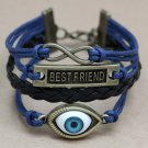 Infinity Lucky Eye Blue Charm Leather Bracelet Women Fashion Cord Chain Pendant Wristband Cuff