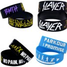 2 PCs Unisex Celebrity Silicone Rubber Bracelet Fashion Band Wristband Cuff