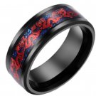 Unisex Stainless Steel Men Ring Chinese Traditional Gold Dragon Inlay Ring