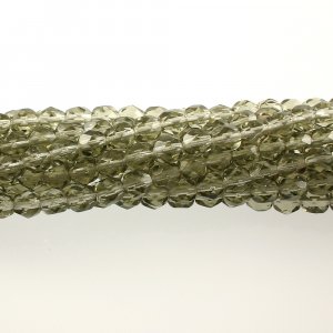 4mm Round Faceted Czech Glass Beads - Black Diamond