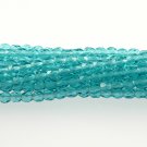 4mm Round Faceted Czech Glass Beads - Aquamarine