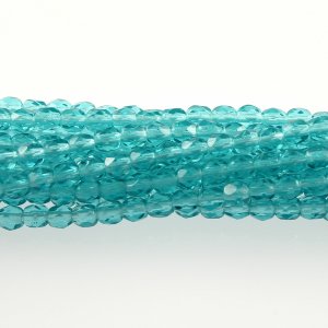 4mm Round Faceted Czech Glass Beads - Aquamarine