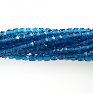 4mm Round Faceted Czech Glass Beads - Capri Blue