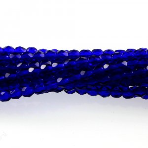 4mm Round Faceted Czech Glass Beads - Cobalt Blue