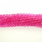 4mm Round Faceted Czech Glass Beads - Coated Dark Pink