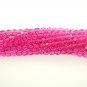4mm Round Faceted Czech Glass Beads - Coated Dark Pink