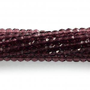 4mm Round Faceted Czech Glass Beads - Dark Amethyst