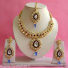 Hand Made Big White Zirconic Stone  Wedding Jewelry Necklace Sets Blue Colors