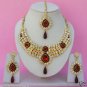 Indian Hand Crafted Gold Plated Designer Jewelry Sets Necklace Mahroon Color