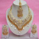 Gold Plated Wedding Partywear Necklace Earrings Women's Fashion Jewelry Set