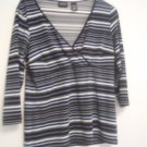 New York & Company Striped 3/4 Sleeve Top