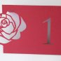 Rose table number Die cut wedding place settings set of 10 in any colour you want