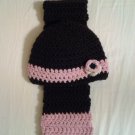 Brown Hat with pink stripe and Scarf Set (INFANT)