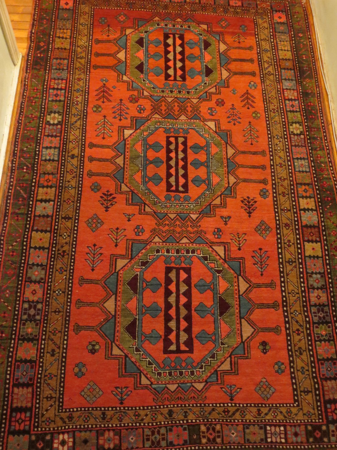 ANTIQUE CAUCASIAN HAND KNOTTED WOOL RUG, Size: 7,3x5,3