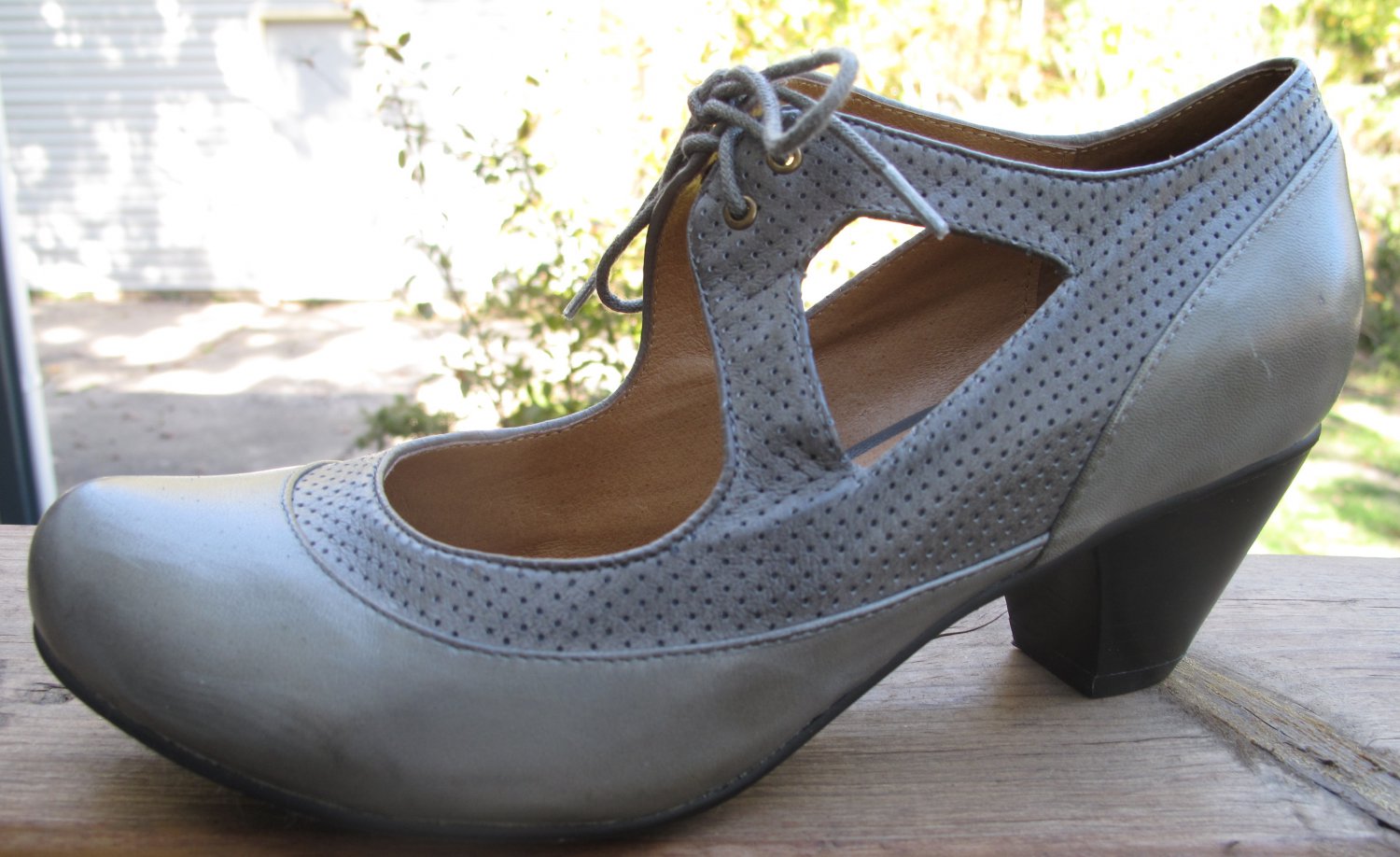 grey lace up pumps