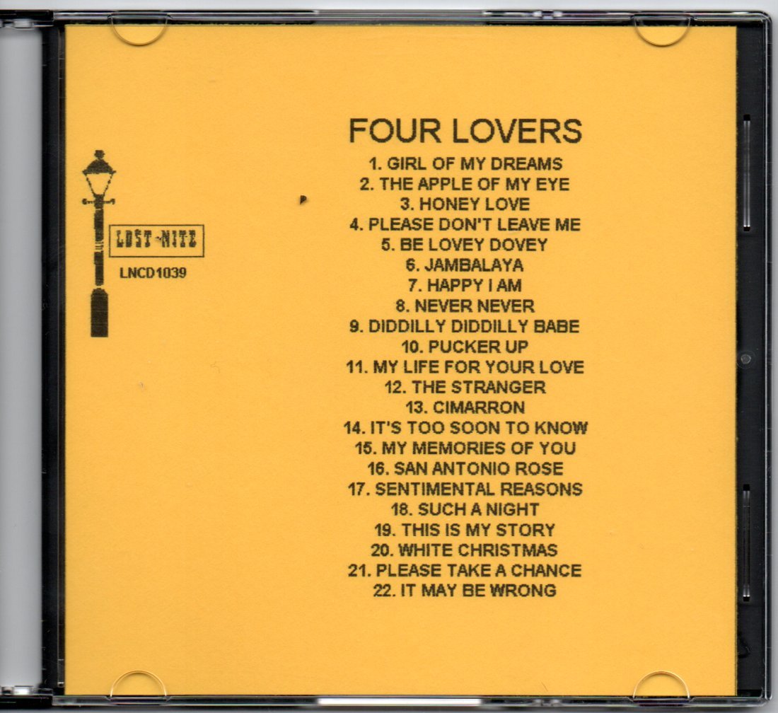 THE FOUR LOVERS DOO WOP CD LOST NITE RECORDS