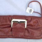 Faux Patent Leather Red Croc Clutch Purse Handbag