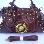 Large Red/Black Faux Leather/Croc Handbag w/ Det. Shoulder Strap