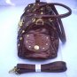 Large Red/Black Faux Leather/Croc Handbag w/ Det. Shoulder Strap