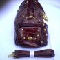 Large Red/Black Faux Leather/Croc Handbag w/ Det. Shoulder Strap