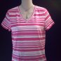 LIZ CLAIBORNE V-Neck Pink Stripe Top Size PS