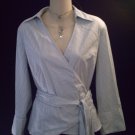 EAST 5th Grey Pin Stripe Wrap Knit Top Size 8