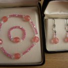 Swarovski Rose Crystal Pink Round Bead Set 6.5 inches/1 inch drop/size 7