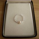 Pearl Swarovski Crystal Stretch Ring size 6/7