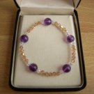 Swarovski Light Topaz Crystal Amethyst Gemstone Stretch Bracelet 7 inches
