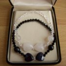 Swarovski Crystal Yin and Yang Heart Gemstone Friendship Stretch Bracelets 7 inches