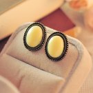 Phnom Penh retro round crystal gemstone earrings yellow