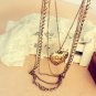 Retro love heart-shaped pattern peach multi long necklace