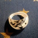 Size 6.5 White Plastic Abstract Ring