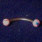 3/8" 18g Surgical Steel Pink, Blue, White Striped Plastic Ball Curved Barbell