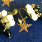 Black and White semi dangle screw earrings