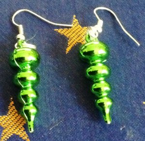 Green tiered earrings