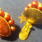 Red Jewel and beaded Clip-on Earrings
