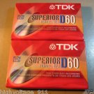 Blank TDK Audio Cassette Tapes - 60 Minute - Type I (Type 1) - 2-Pack - New