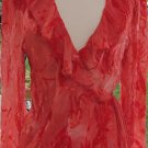 STEFFI DOBRINDT SILK BLOUSE Burn Out Wrap STUNNING Sheer Washable