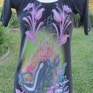 CHRISTIAN AUDIGIER ED HARDY Black XS Hollywood Stiletto Embellished Top Blouse
