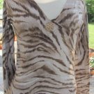 GUESS JEANS SWEATER TOP V-NECK Animal Print Silk Blend Medium Excellent