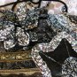 PREZZO BEADED PURSE Evening Holiday Bag Flower Velvet Patchwork Metallic NEW