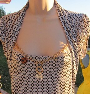 ESCOLLO DESIGNER DRESS Jeweled Neck Imported Geometric Sexy Dress 42 Large**