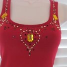 NEW MARCIANO TANK XS Red Embellished Ribbed  Top
