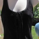 RALPH LAUREN SIZE MEDIUM Black Tank Cami Lace Front Sexy Fitted Top EUC